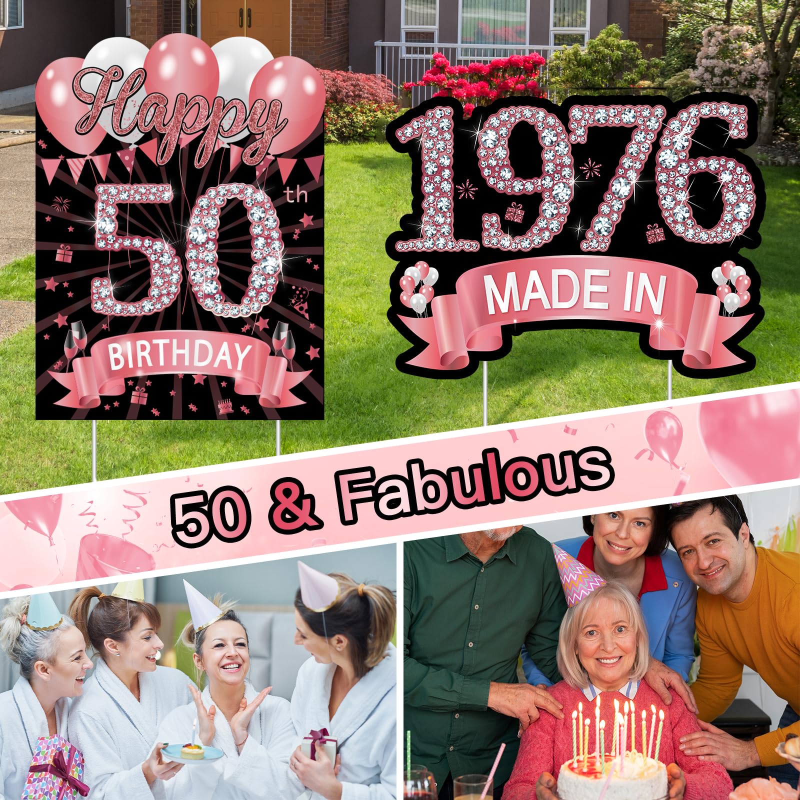 MOORAY gift box sign enhances party photo moments outdoors.