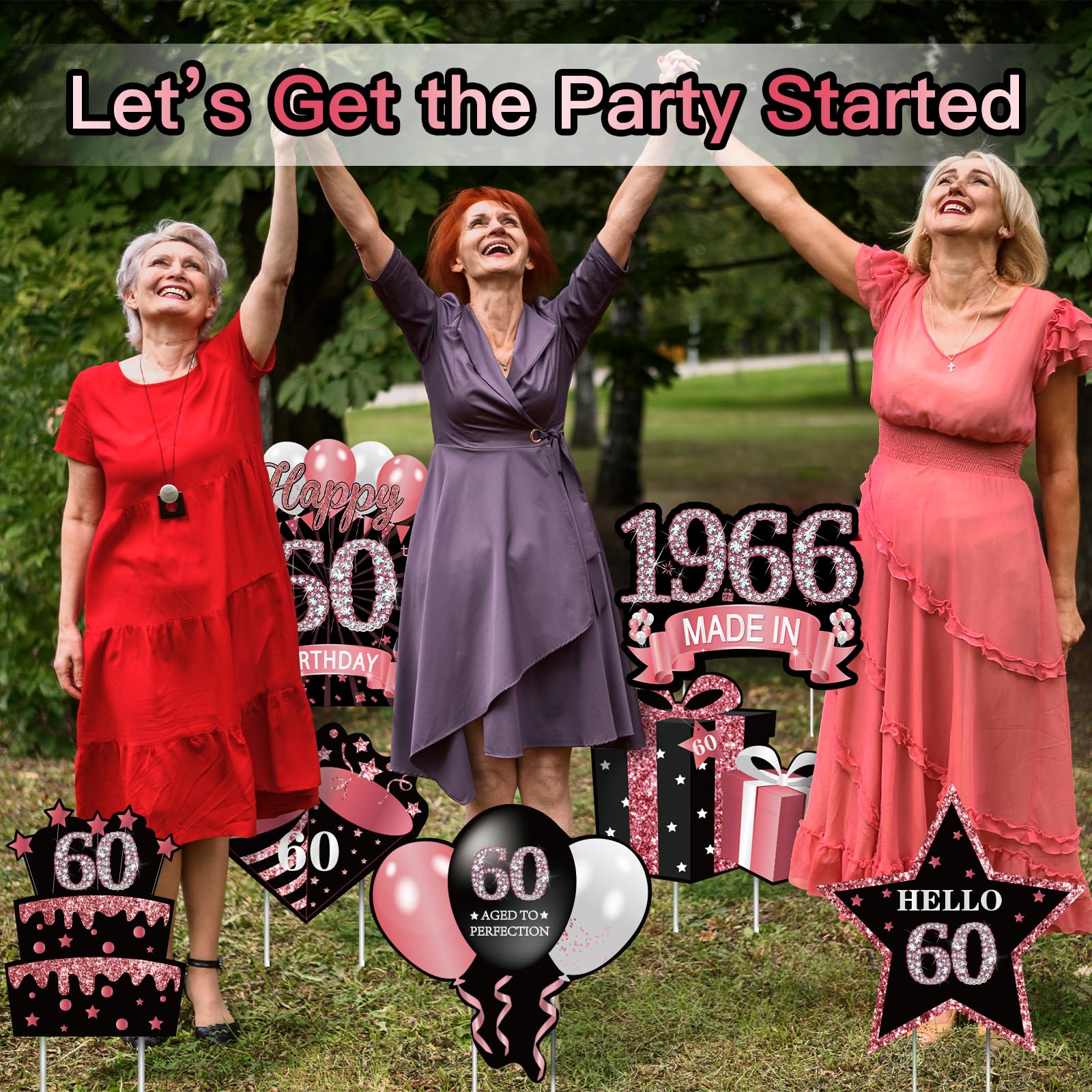 MOORAY Happy 60th Birthday sign creates festive lawn decor