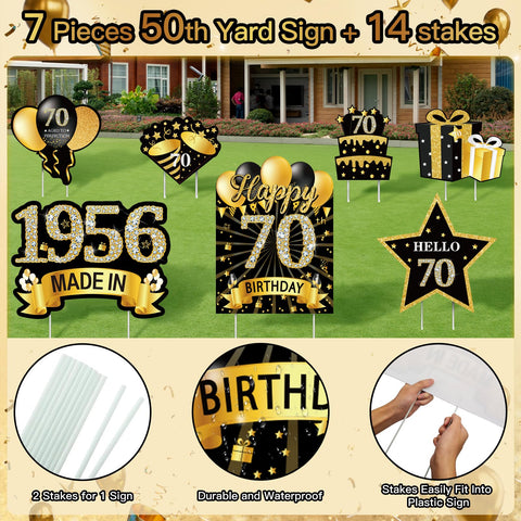 Mooray 70th yard sign provides durable weather-ready decor.