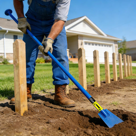 Moosefield spade digging blade detail shows sturdy construction for precise digging.