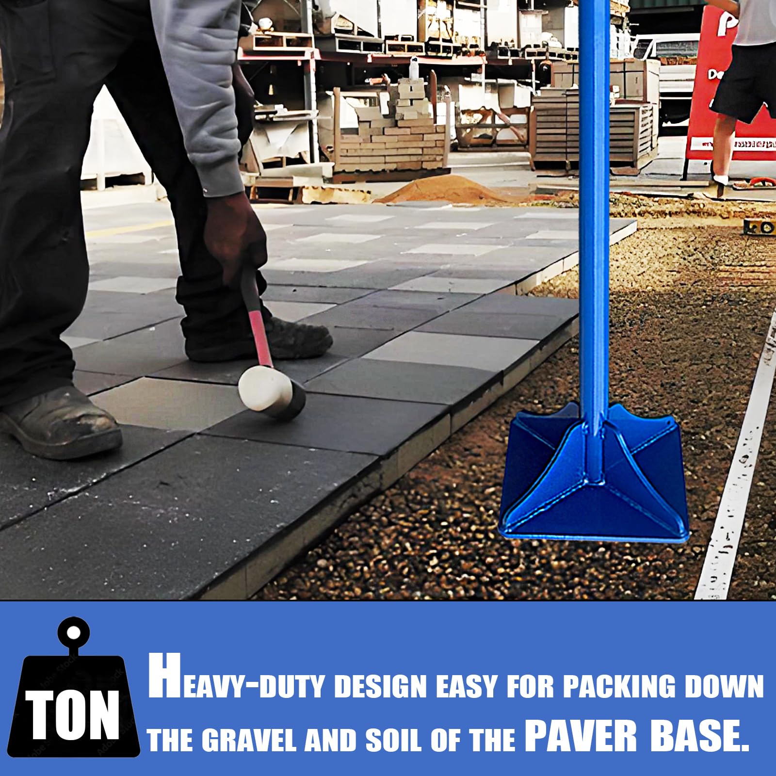 Moosefield tamper ideal for soil, gravel and asphalt backfill around patios and driveways