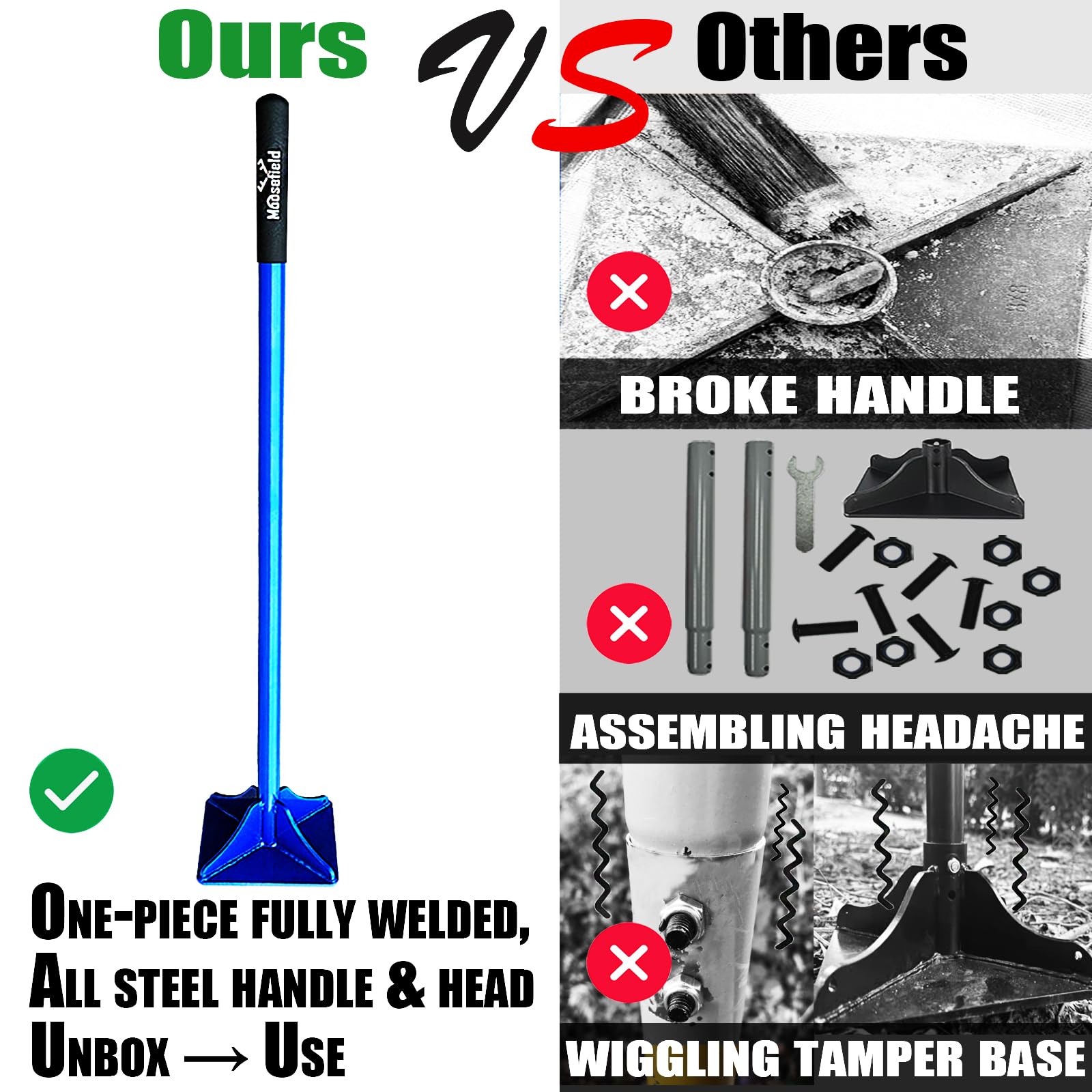 Moosefield tamper with overmold grip offers comfortable, non-slip control during long sessions