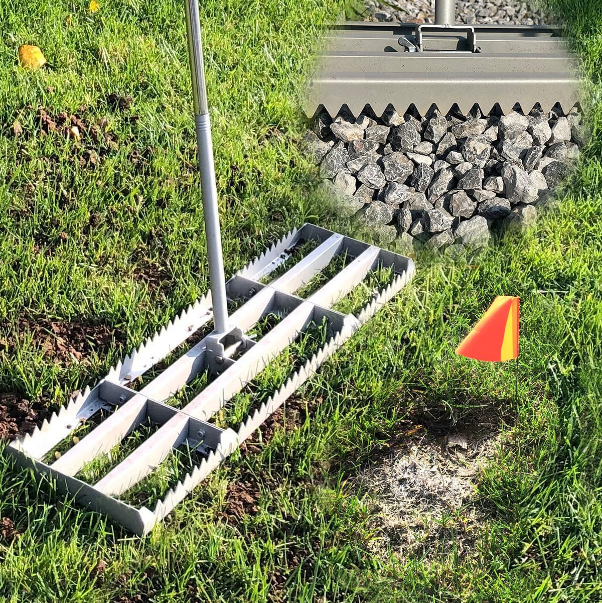 MOPAI lawn leveling rake flat side smoothing soil for planting.