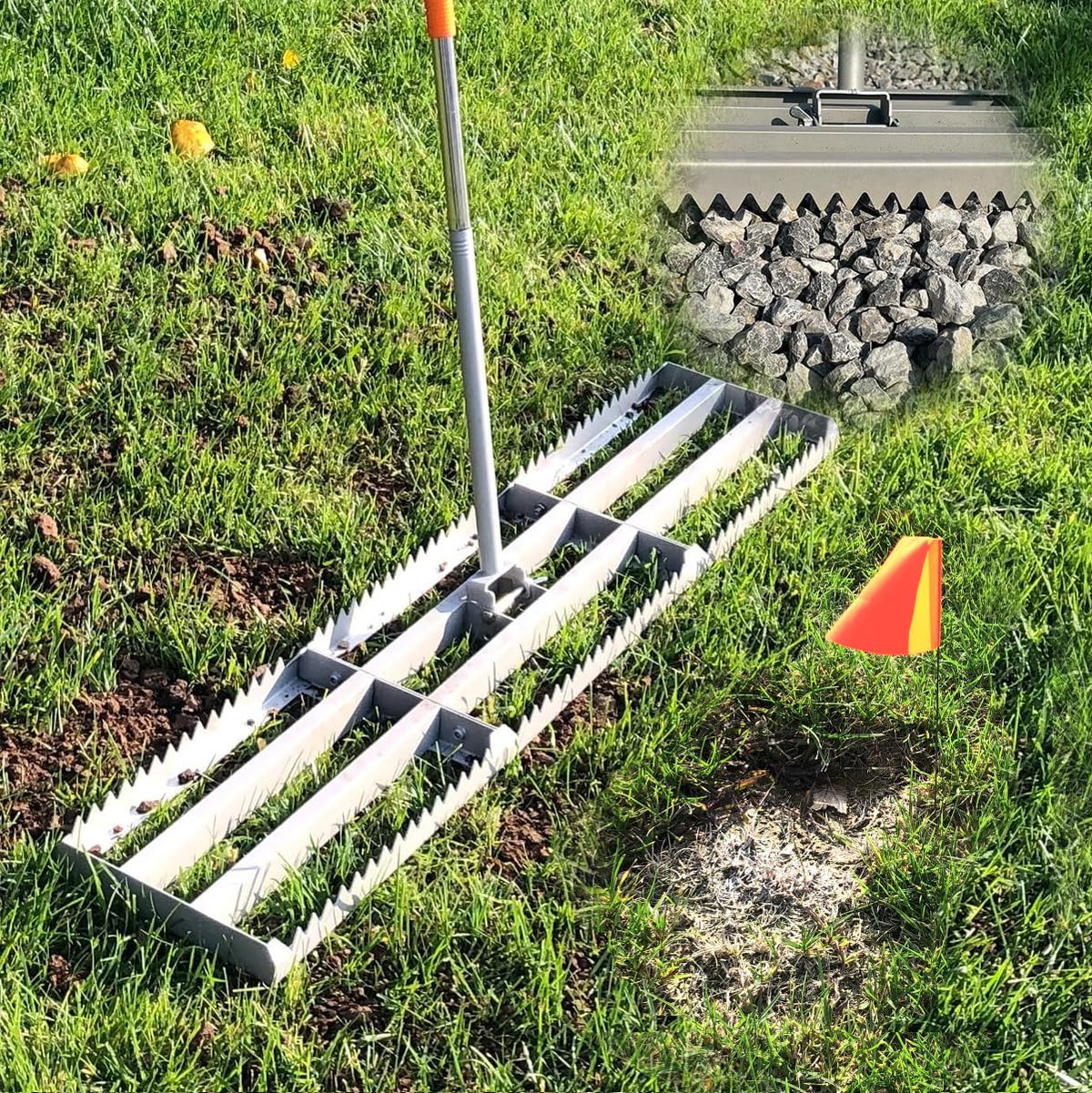MOPAI Lawn Leveling Rake flat side smoothing soil for even planting