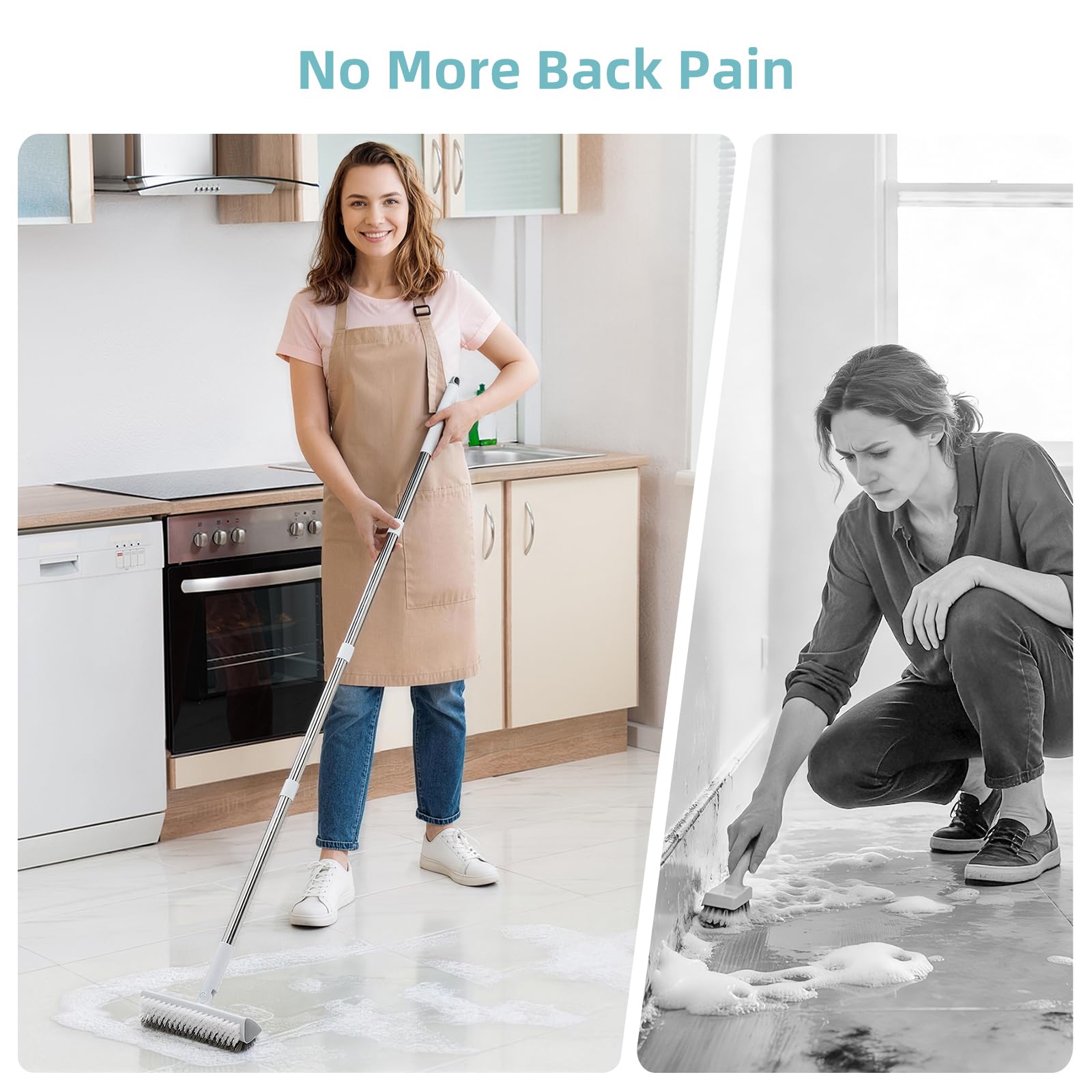 MOPALL 55-inch handle reduces bending during floor scrubbing