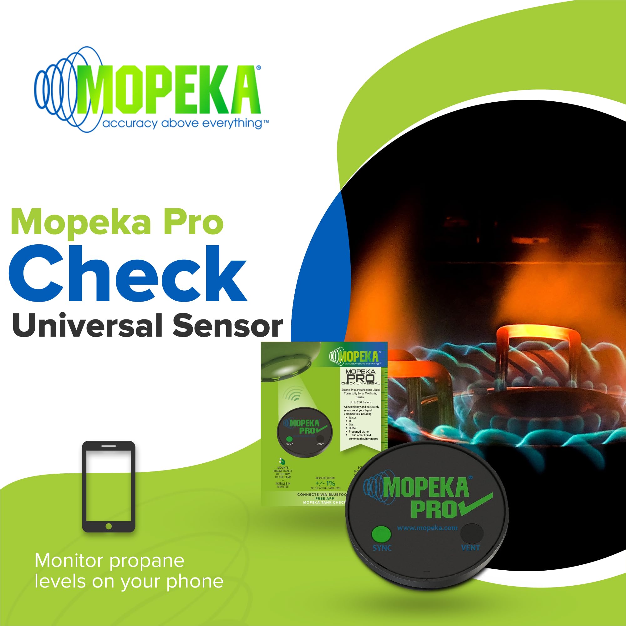 Mopeka Pro Check app dashboard displays tank levels in real time
