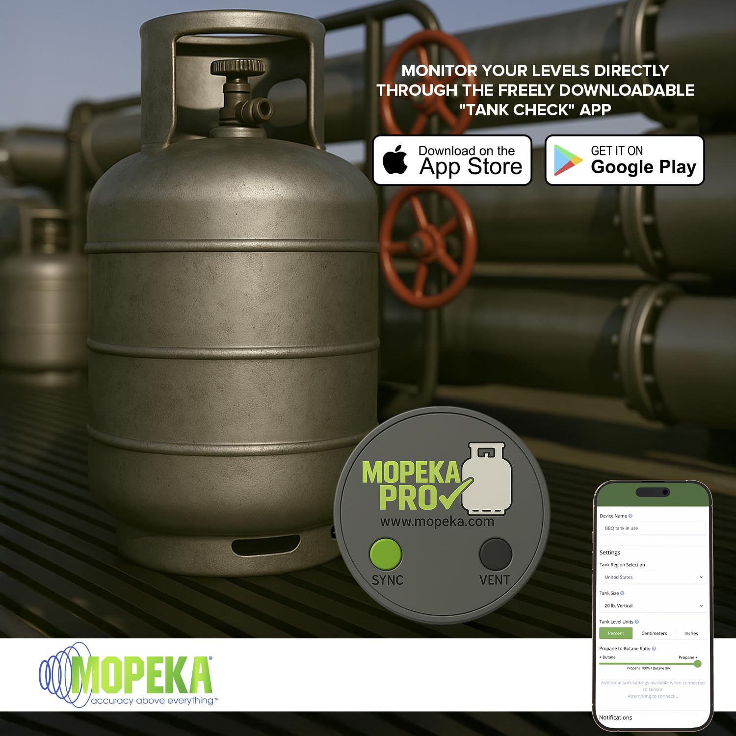 Mopeka Pro Check long-life battery supports extended outdoor monitoring.