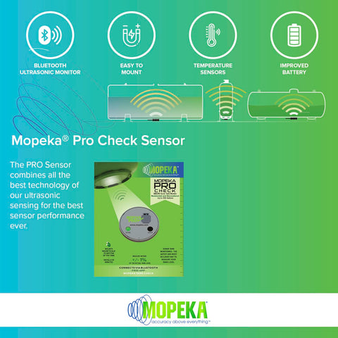 Mopeka Pro Check ultrasonic reading precision for accurate fuel levels.