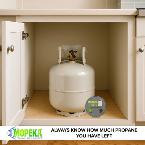 Mopeka Pro Check works with vertical or horizontal LPG cylinders.