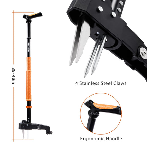Morais 4-claw head grips weed roots for thorough removal.