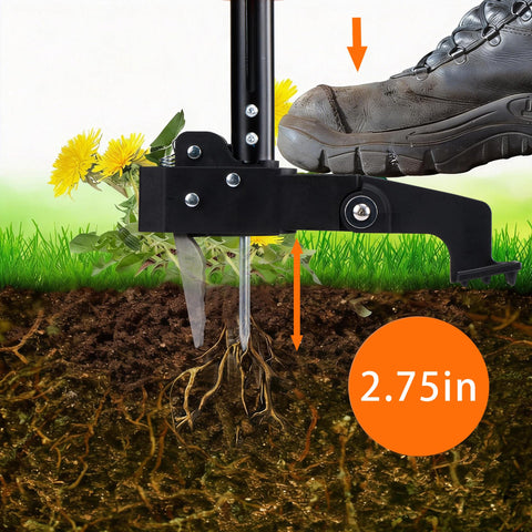 Morais easy-eject mechanism releases weeds and soil after uprooting.