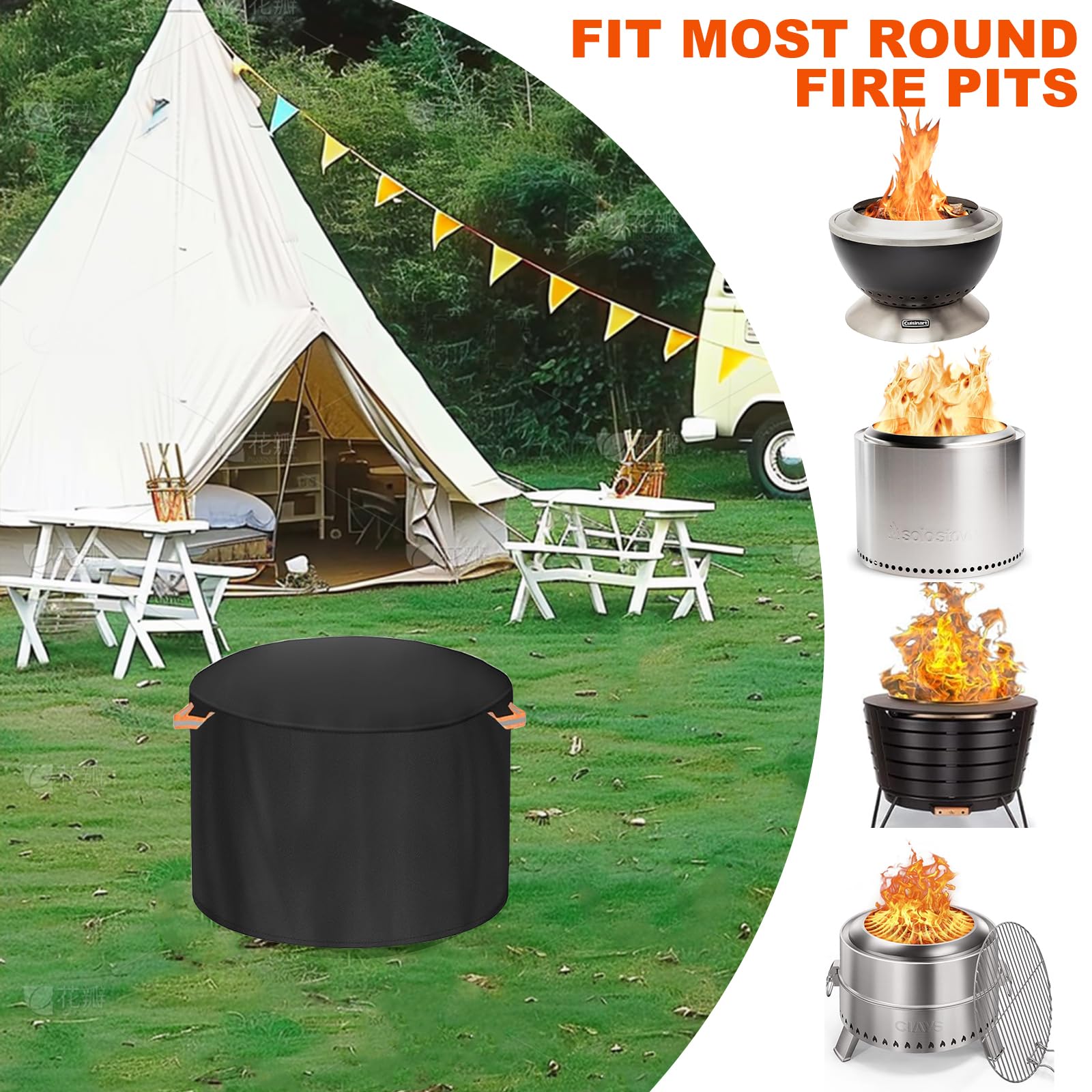 PVC waterproof coating beads water, keeping the fire pit dry.