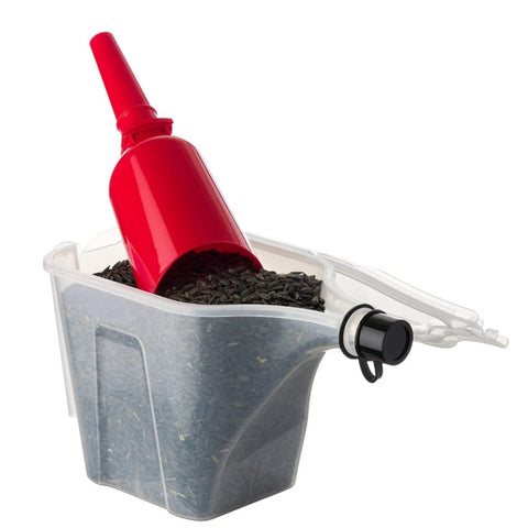 More Birds 3N1 Super Tote stackable design for compact seed storage.