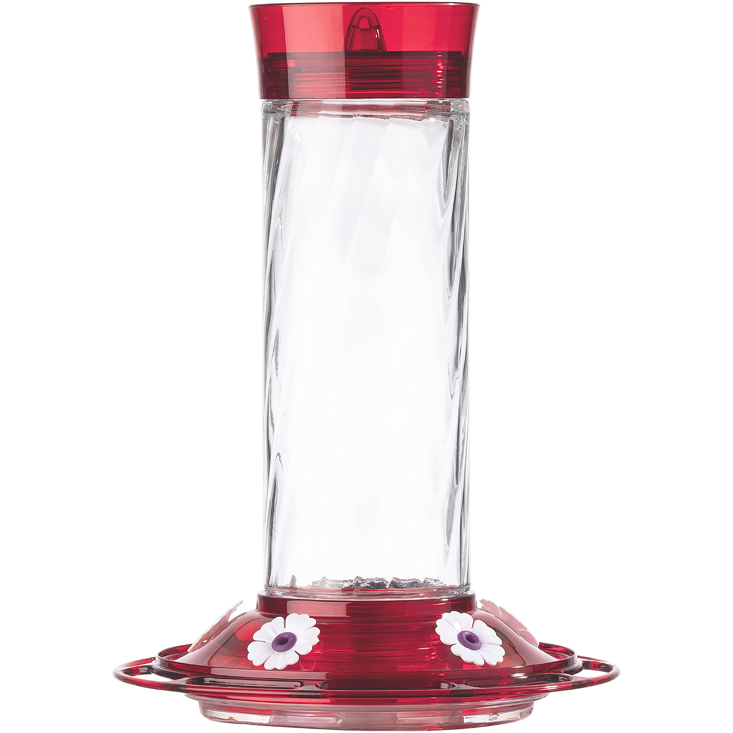 More Birds Diamond glass nectar bottle with red top for easy filling and cleaning.