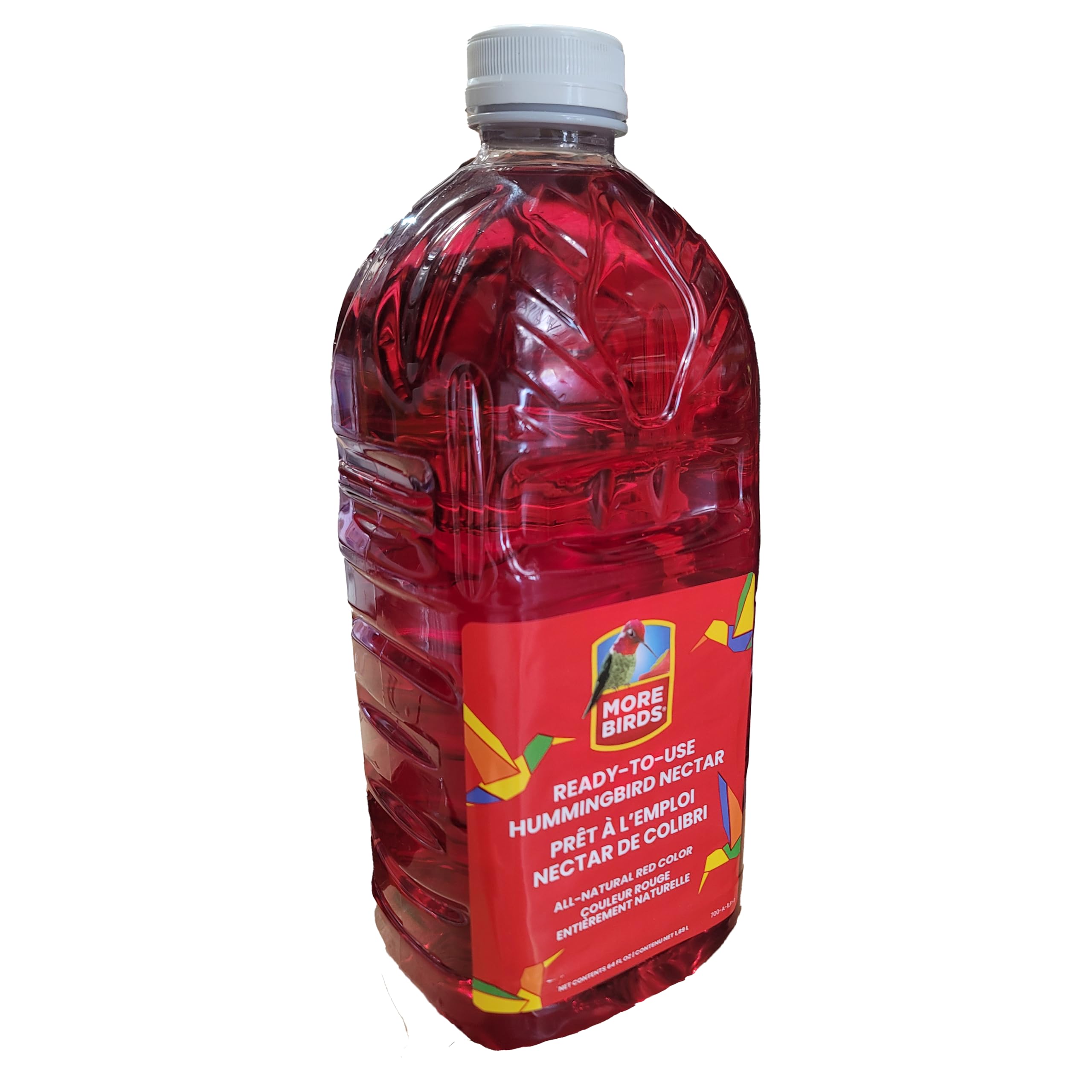 64 oz bottle size from More Birds nectar for busy, high-traffic feeders.