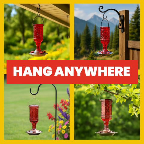 More Birds Red Jewel Hummingbird Feeder full capacity ready to attract visitors