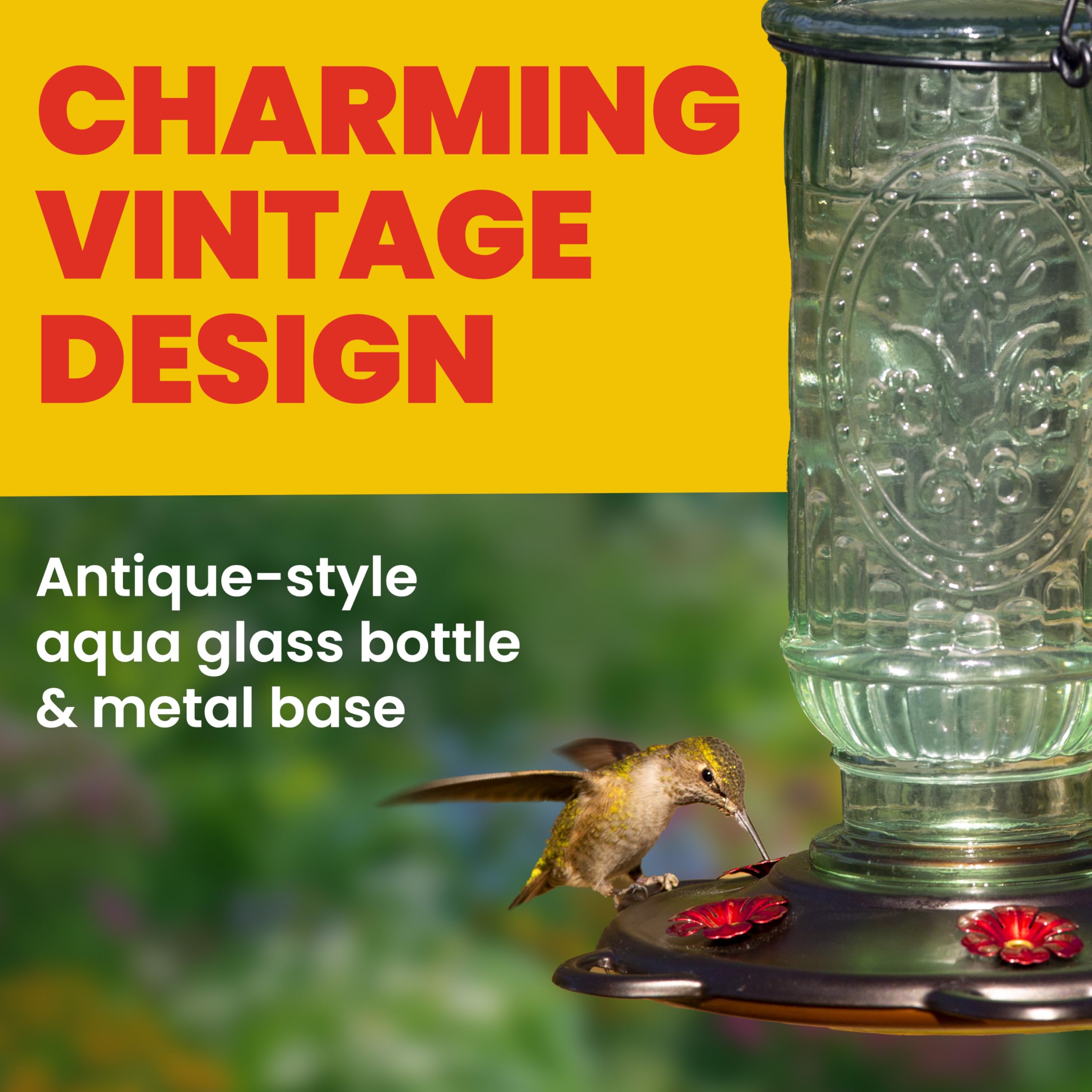 More Birds red ports highlight attractant design to draw hummingbirds.