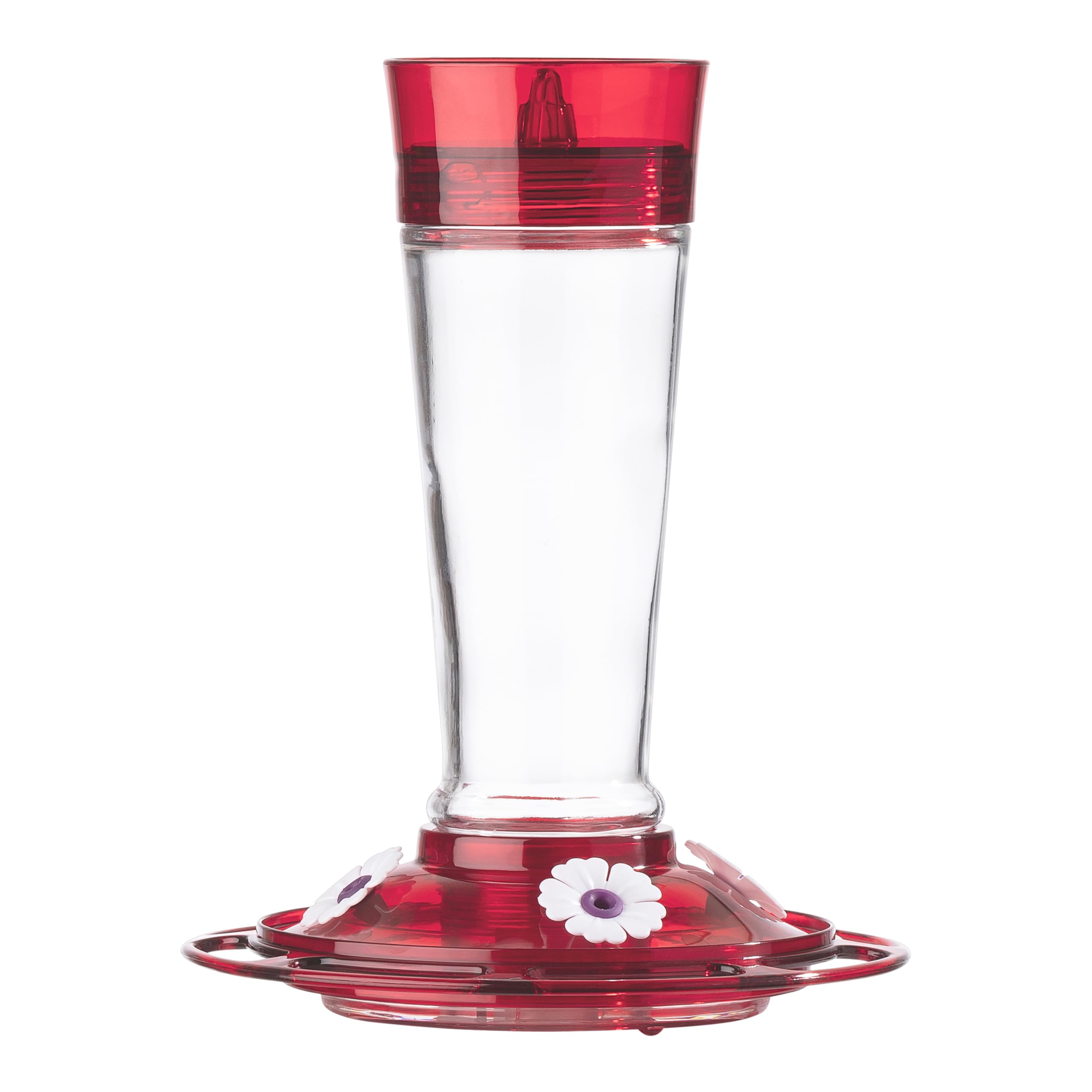 More Birds Ruby hummingbird feeder with glass bottle attracts hummingbirds