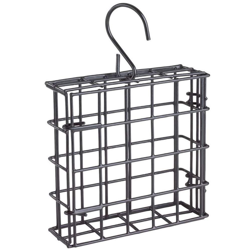 More Birds suet cake feeder in black close-up showing single cake capacity for winter birds