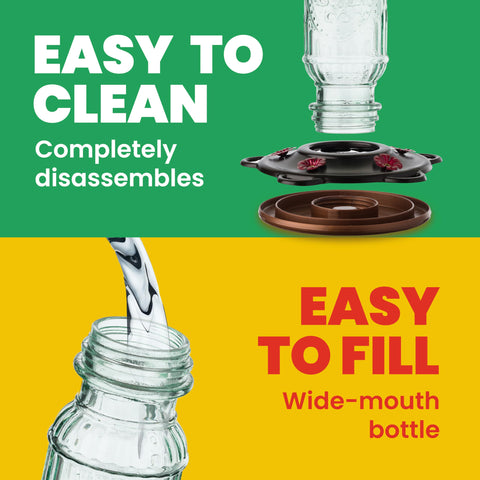 More Birds wide-mouth opening allows spill-free filling and quick refills.