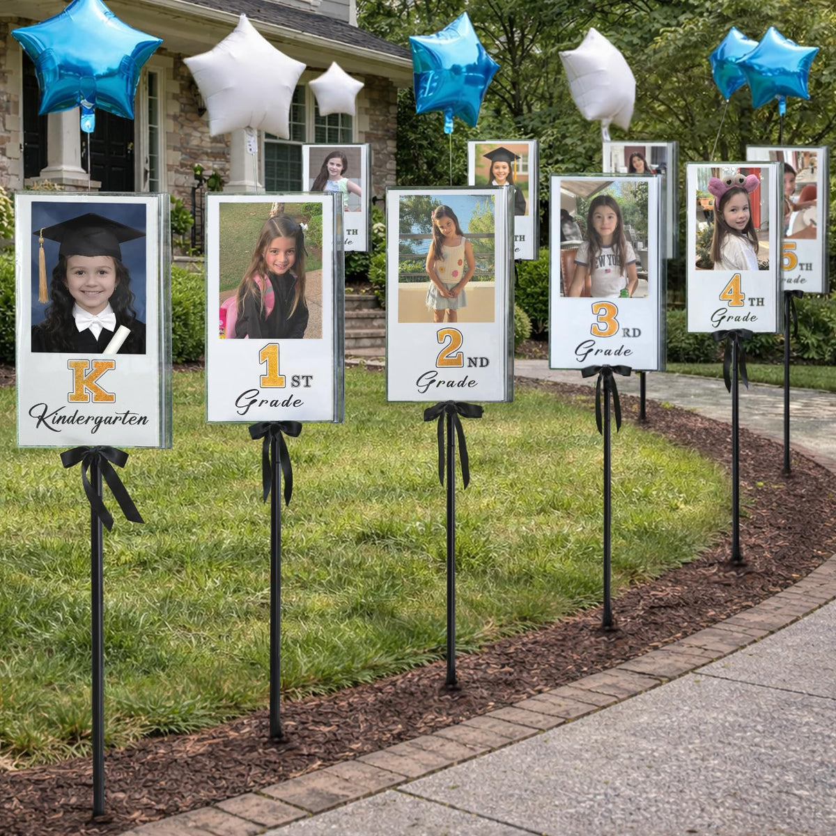 MOREDOTS graduation sign kit collection with year-by-year photos for a memorable display.