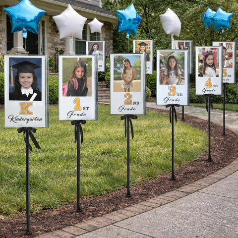 MOREDOTS graduation sign kit collection with year-by-year photos for a memorable display.