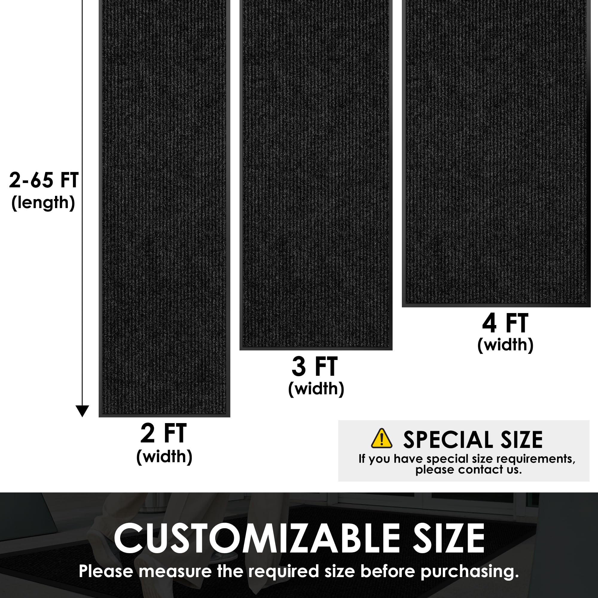 Morefany entryway doormat with non-slip backing prevents slips.