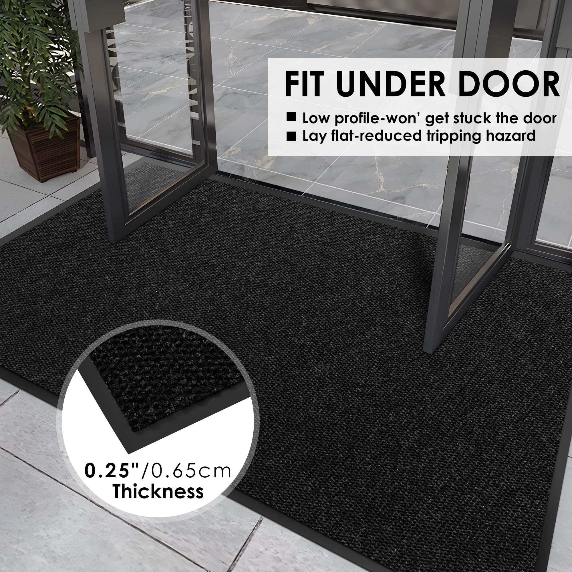 Morefany low-profile 0.35-inch mat fits under doors without snagging.