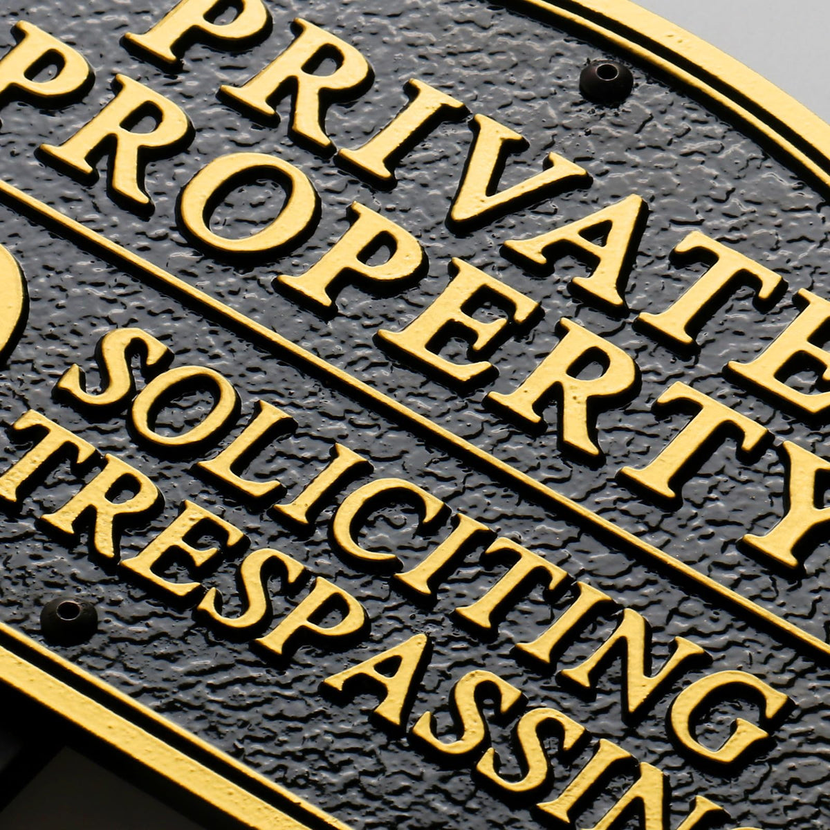 Morgtta private property sign with embossed lettering for curb visibility.