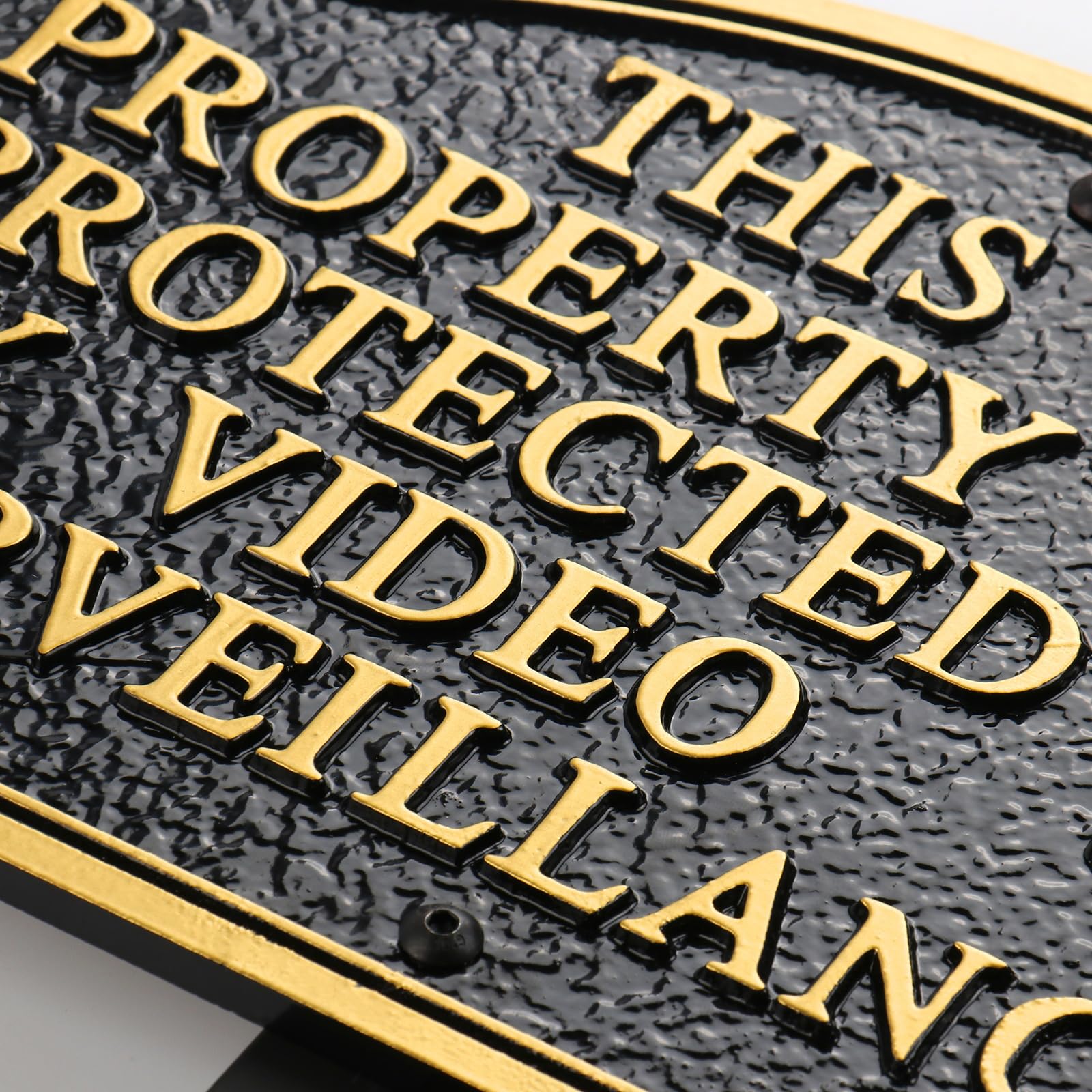 Morgtta private property video surveillance sign front view shows durable metal construction for yard security.