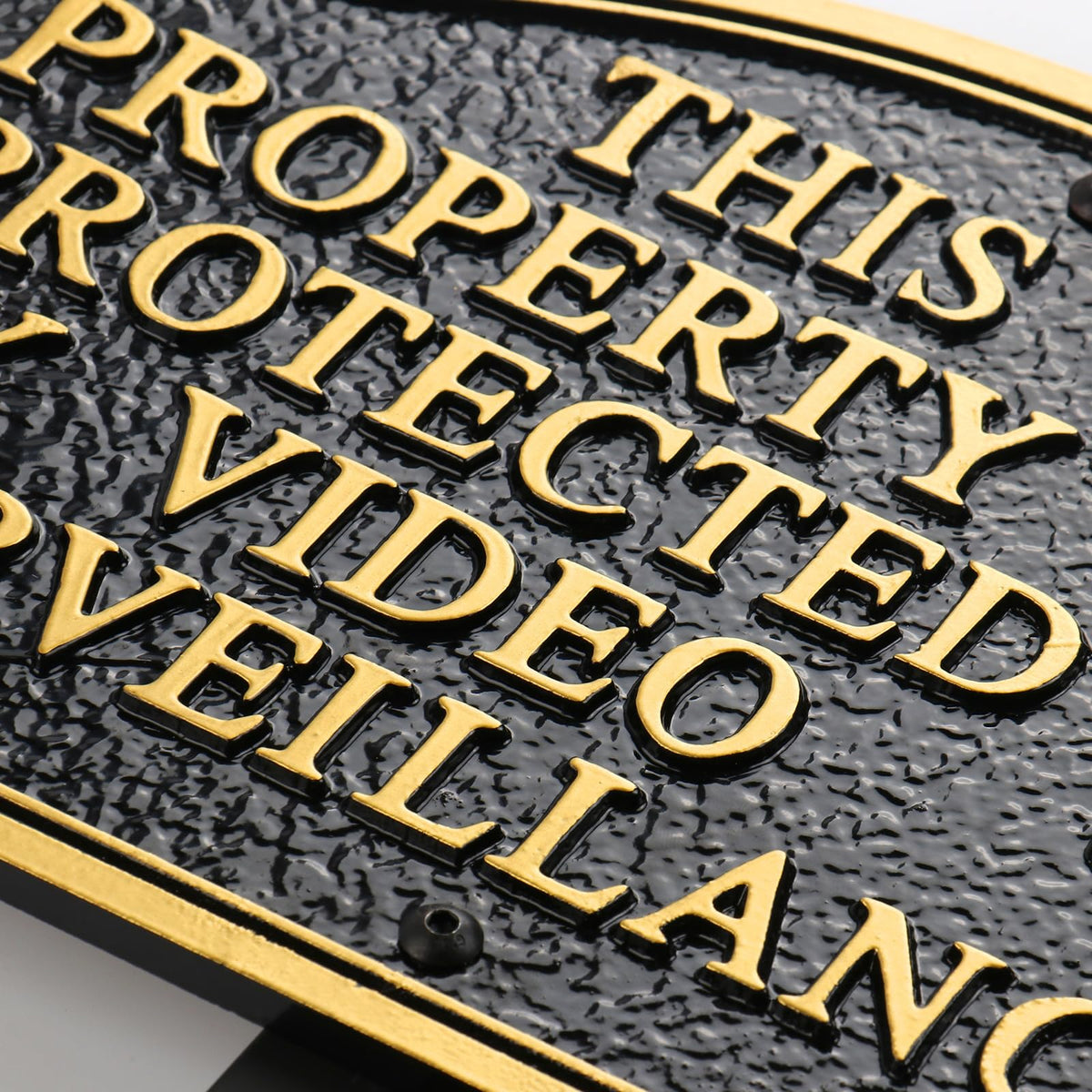 Morgtta private property video surveillance sign front view shows durable metal construction for yard security.