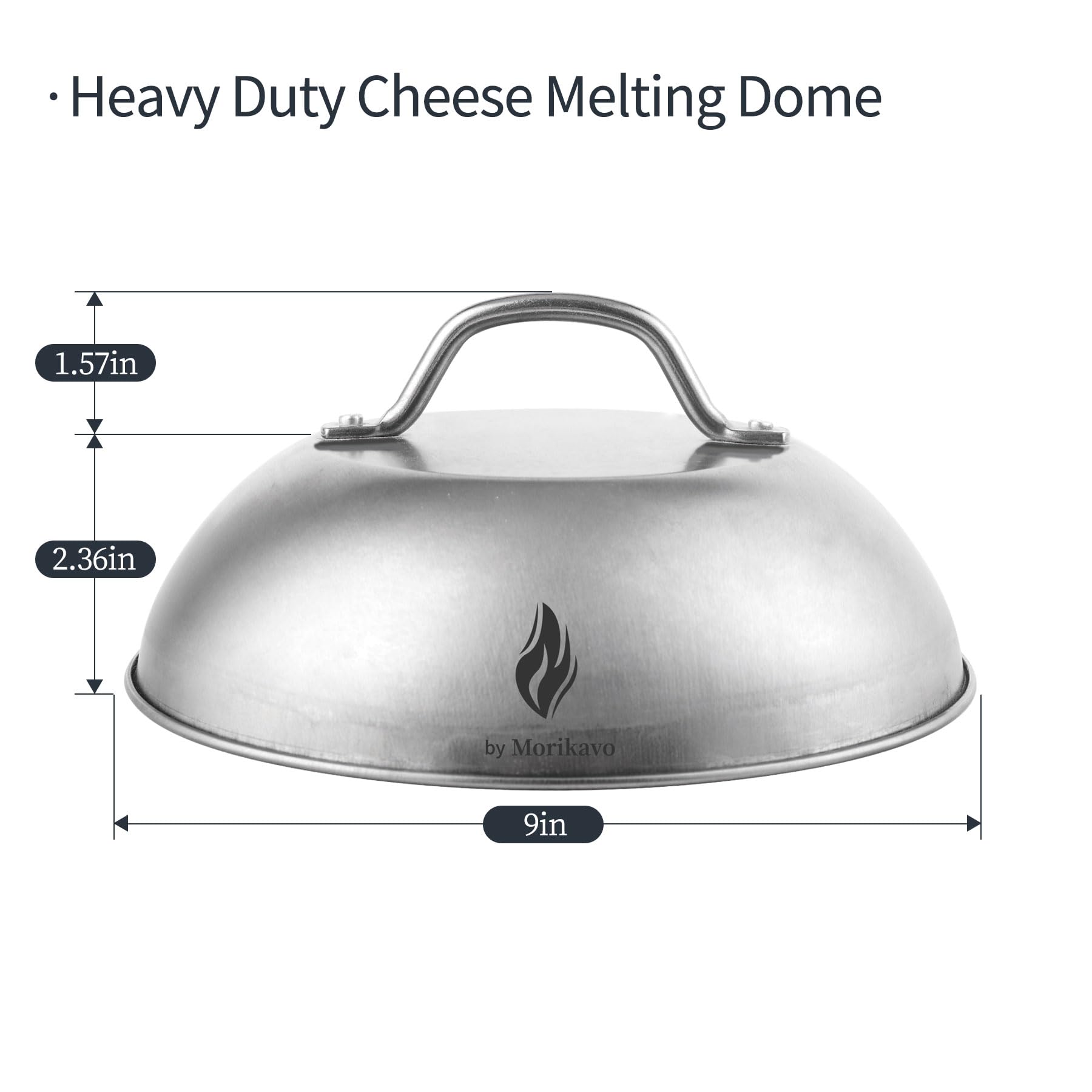 Morikavo stainless steel round dome with handle traps heat for even cooking.