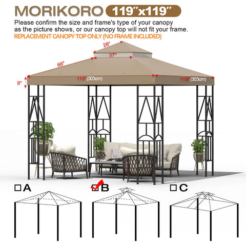 Morikoro double-tier gazebo top close-up showing vented design aids wind passage