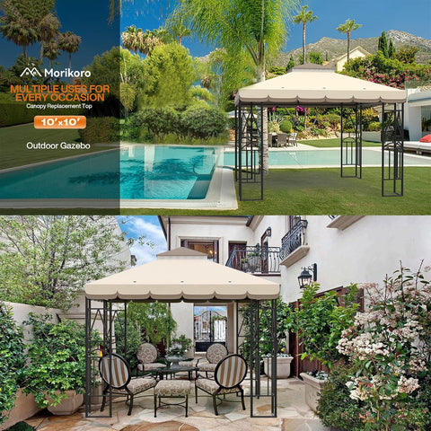 Morikoro canopy top drainage holes prevent water pooling on rainy days.