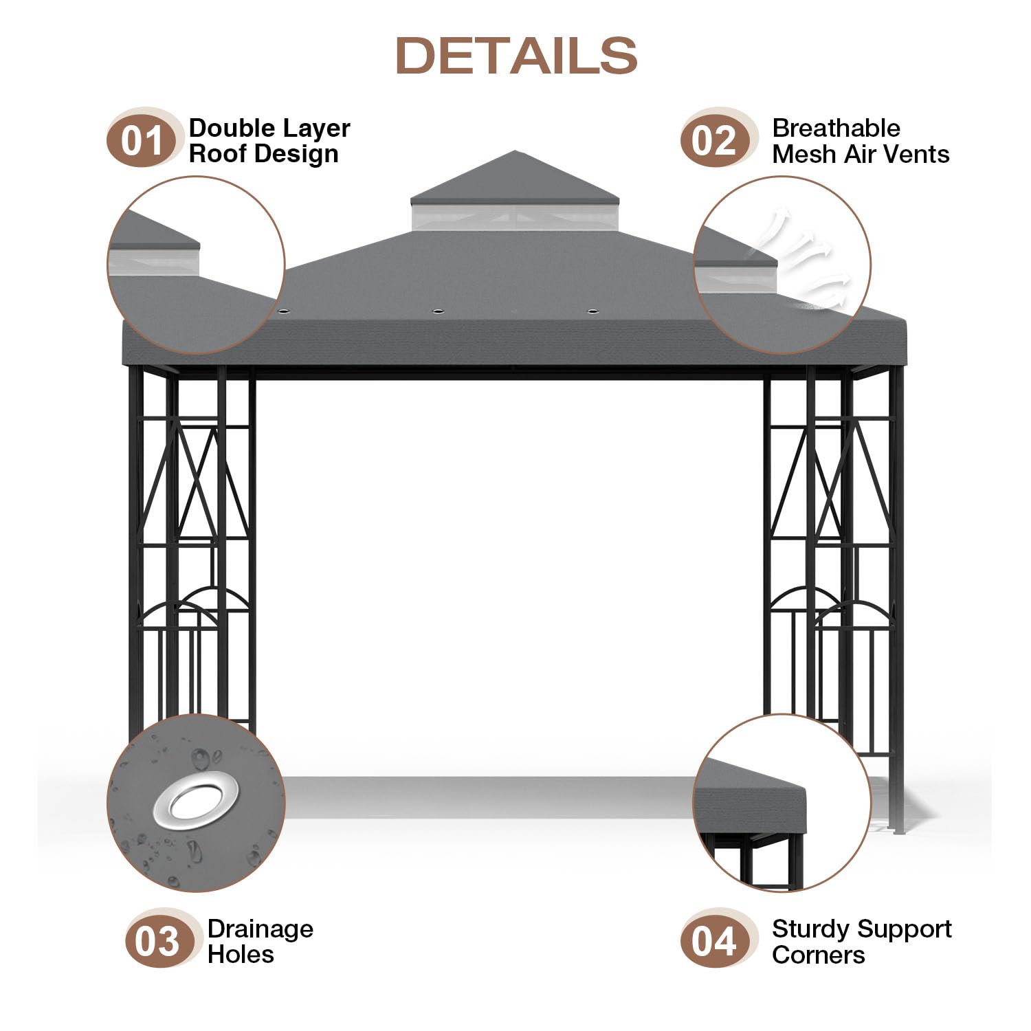 Morikoro UV-protective canopy top shields from sun.