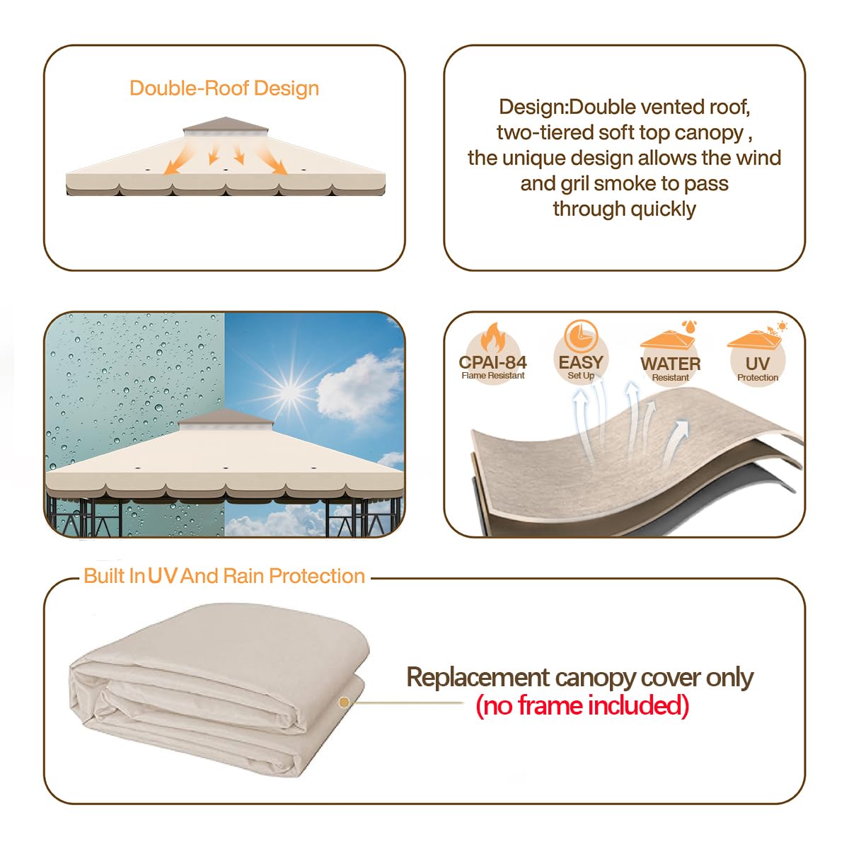 Morikoro vented top with mosquito net for breathable outdoor gatherings.