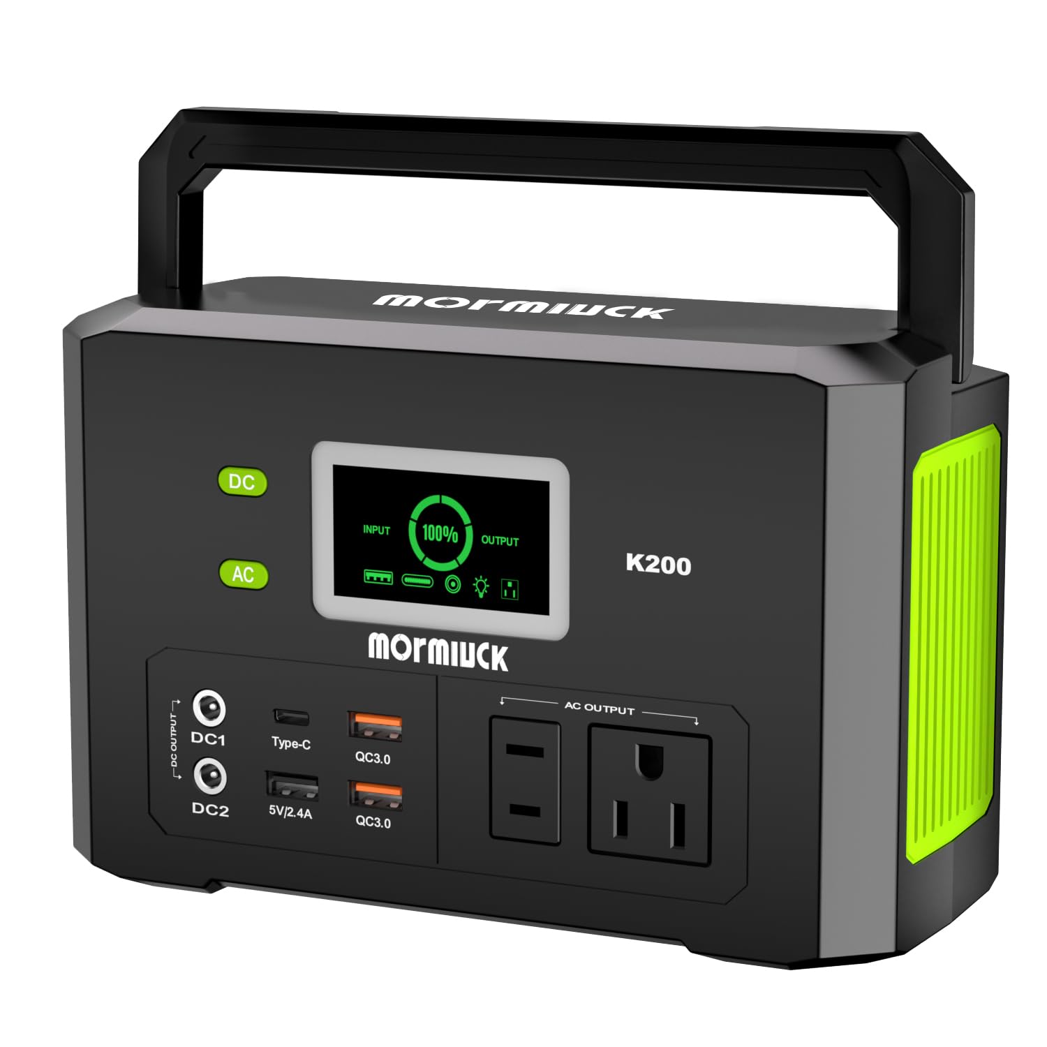 Mormluck portable power station with compact design, ready for camping and travel.