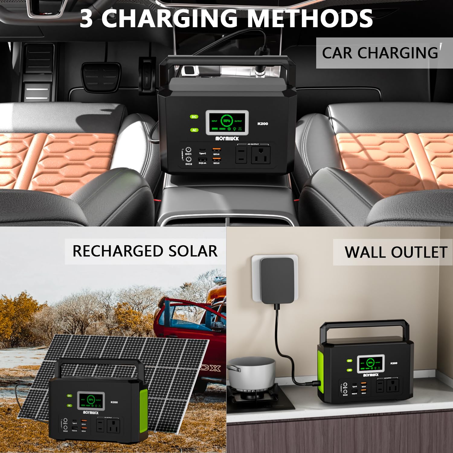 Mormluck power station LED light panel with four modes for outdoors.