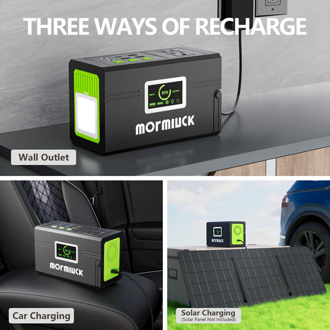 Mormluck solar-ready option compatible with panels for off-grid charging