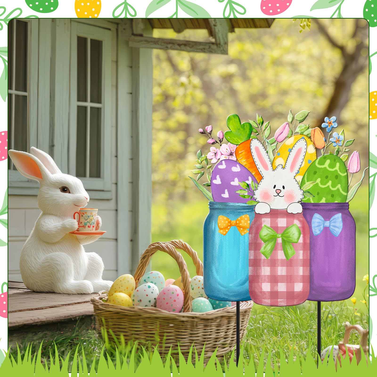 MorningRo 26-inch outdoor Easter sign serves as a bold focal point.