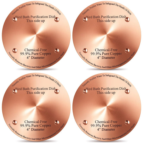 MorningRo copper bird bath disk, 4 inch, keeps water clear for visiting birds.