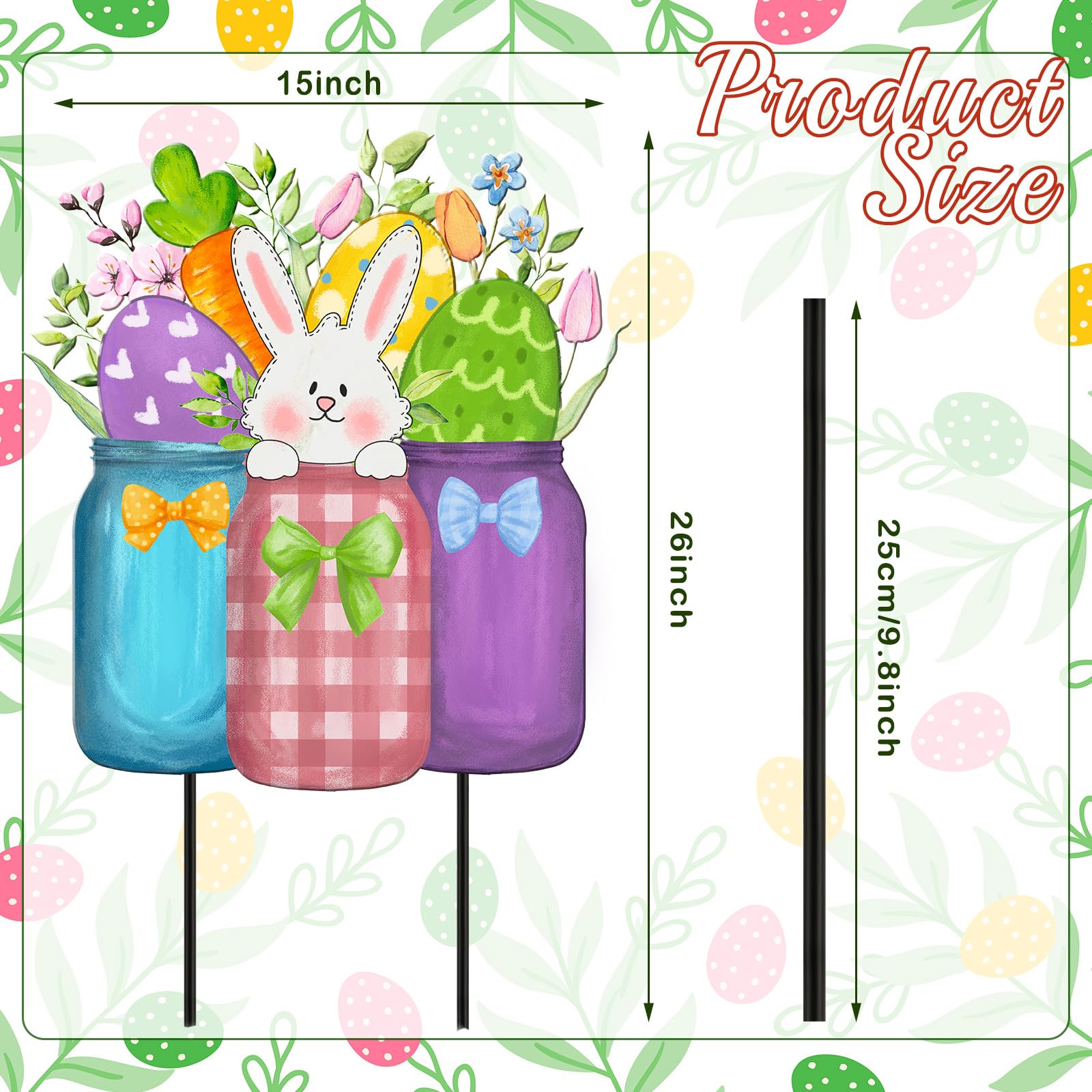 MorningRo bunny-egg-flower metal decor brightens outdoor Easter celebrations.