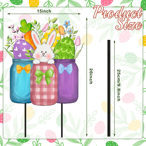 MorningRo bunny-egg-flower metal decor brightens outdoor Easter celebrations.