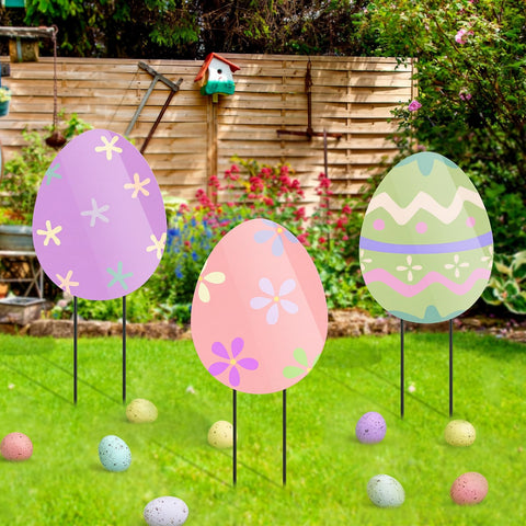 MorningRo Easter egg yard sign 40cm brings bright outdoor decor for festive yard displays