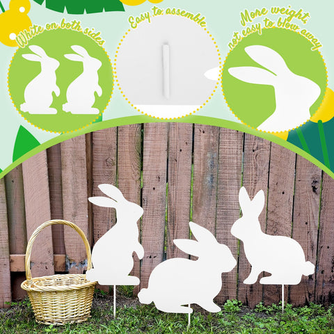 MorningRo Easter rabbit yard sign 3-piece set enables flexible, coordinated display