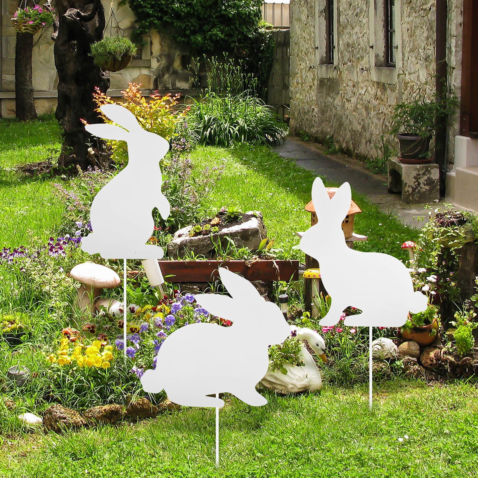 MorningRo Easter rabbit yard sign 30cm provides subtle holiday charm for walkways