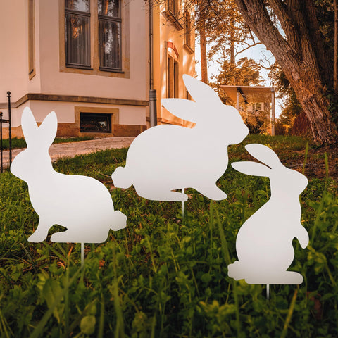MorningRo Easter rabbit yard sign ground stake shows easy installation in any yard
