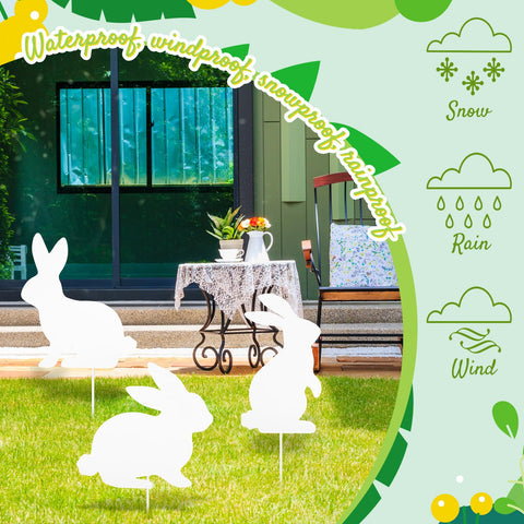 MorningRo Easter rabbit yard sign weatherproof iron withstands outdoor use