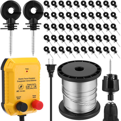 MorningRo electric fence kit setup with 110V AC power for plug-in protection
