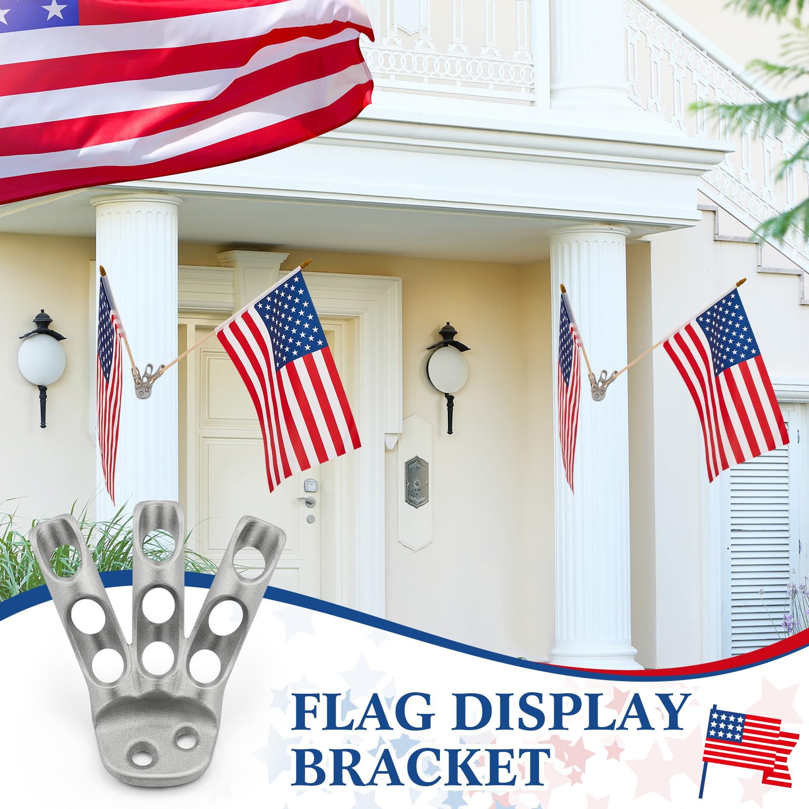 MorningRo flag holders bracket supports secure three-eighth-inch flag staffs.
